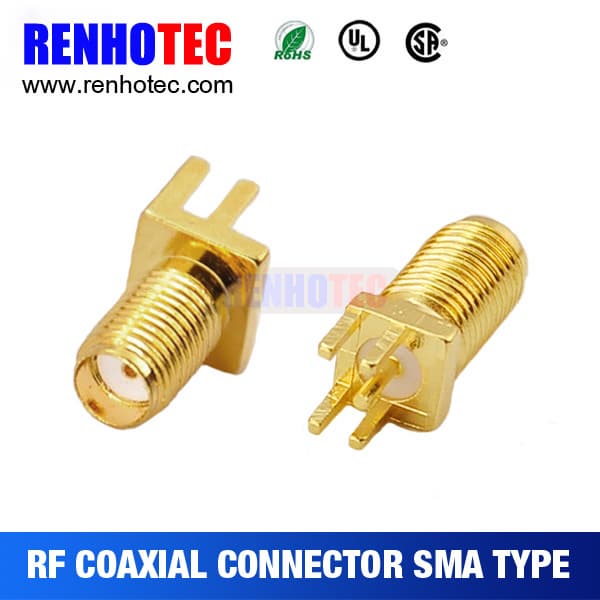 Female to PCB Mount Crimp Electrical Coaxial SMA Connector